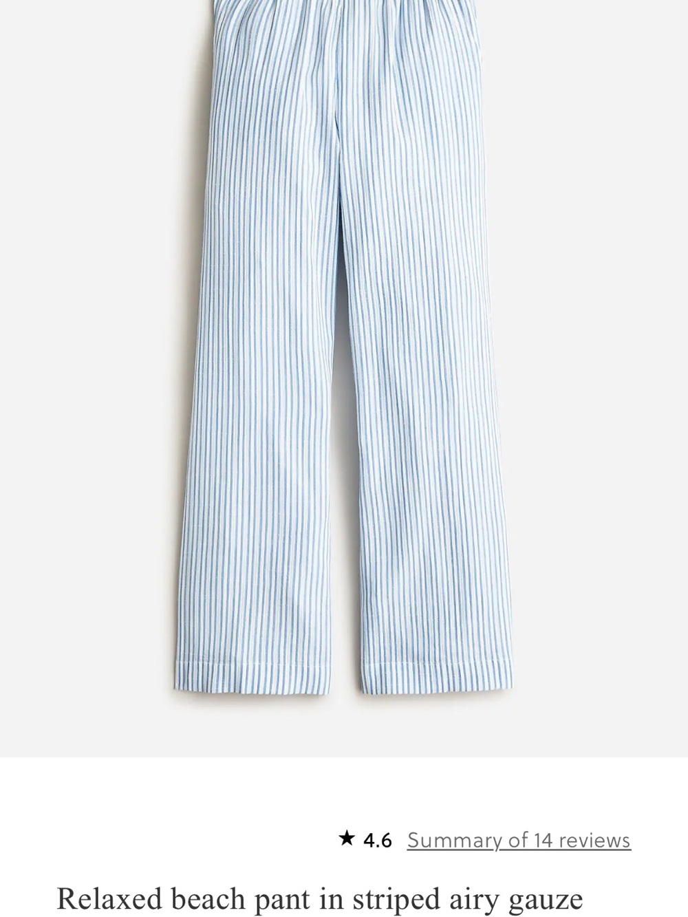 J. Crew Light Blue and White Striped Relaxed Beach Pants